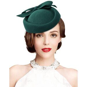 1389 Wool Felt Fascinator Winter Women Elegant Pillbox Hat Bowknot Kentucky
